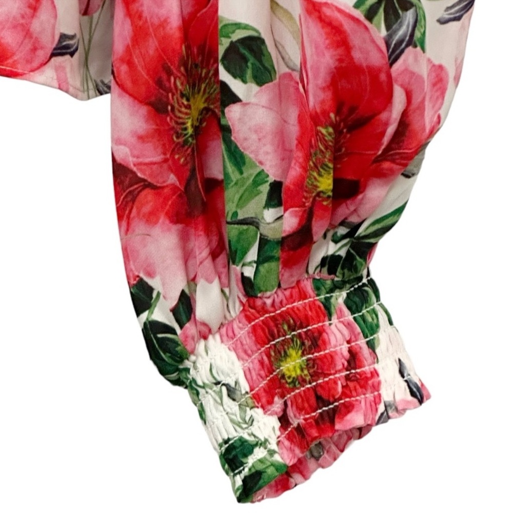 NWT Alice + Olivia Jacelyn Floral Boho Blouson Blouse in Red/White Size XS - Picture 11 of 17